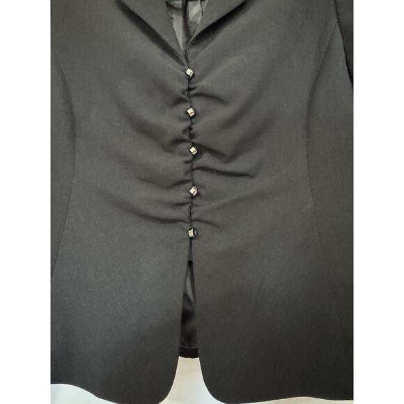 Kasper Black Suit Jacket Ruched Front Career Office Preppy Proffesional Sz 10p - Picture 4 of 11